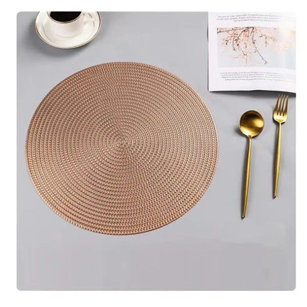 GENERICO - Individuales circulares dorados elegantes pvc 6 unidades