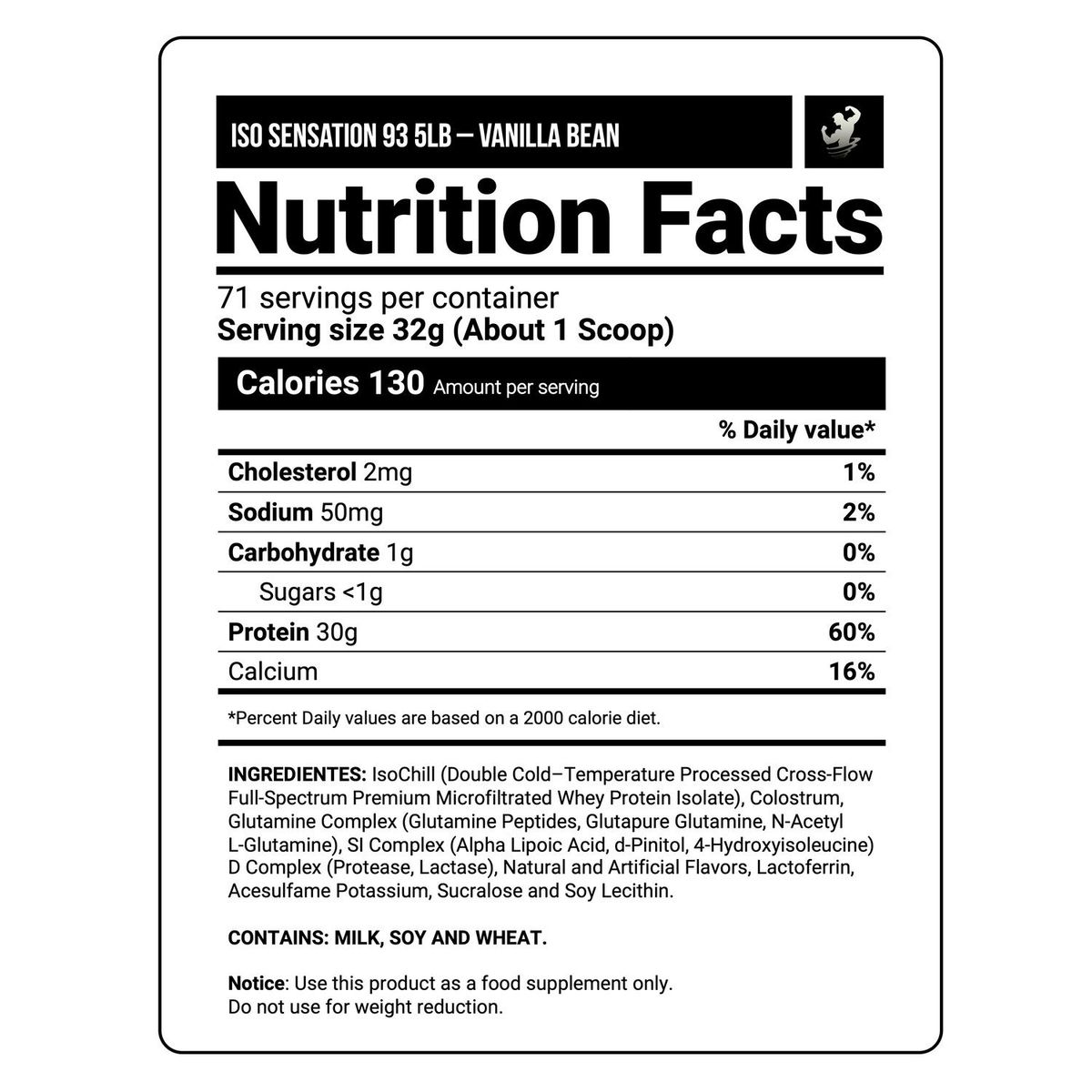 ULTIMATE NUTRITION - Iso Sensation 93 5 lb - Vanilla Bean