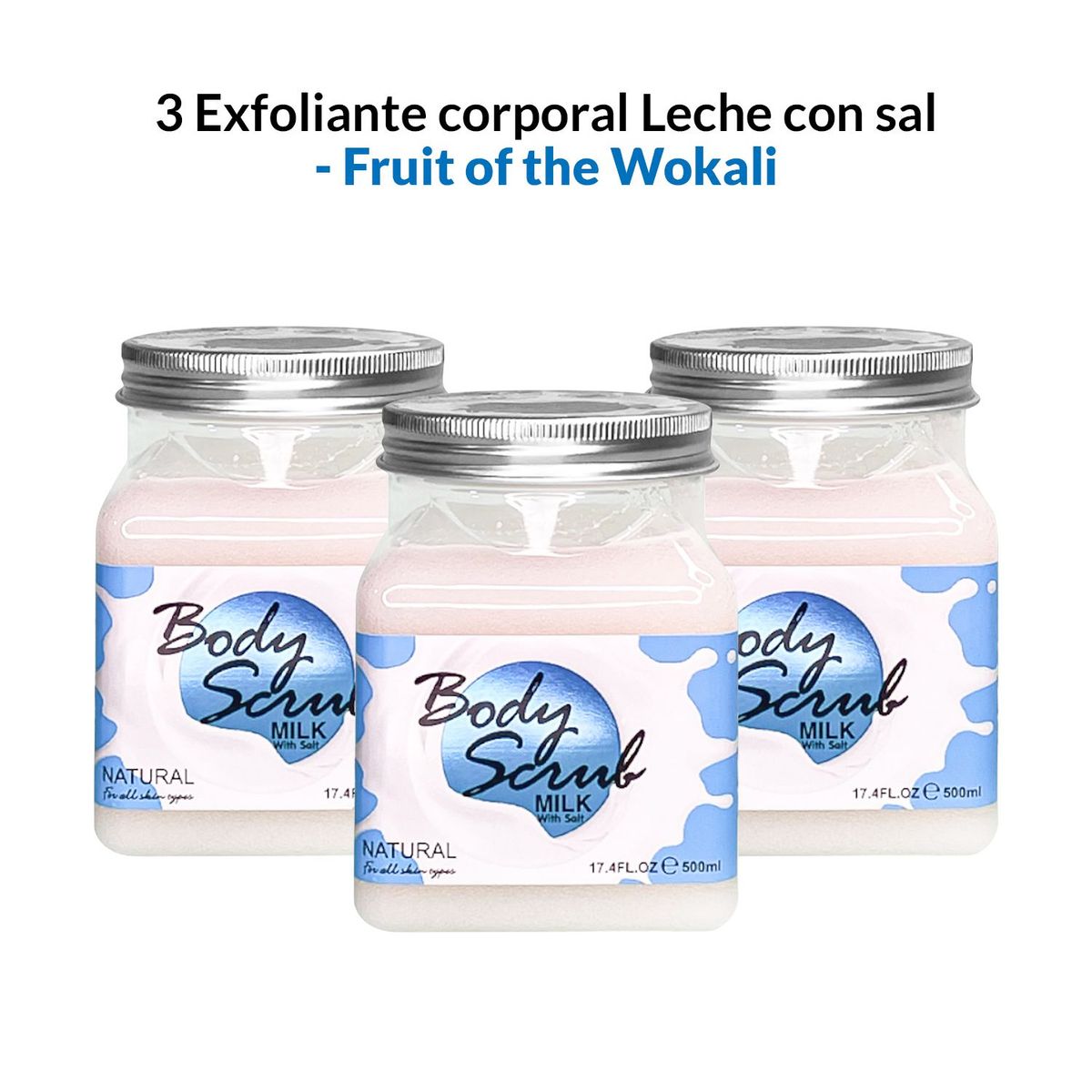 GENERICO - 3 Exfoliante corporal Leche con sal 500ml - Fruit of the Wokali