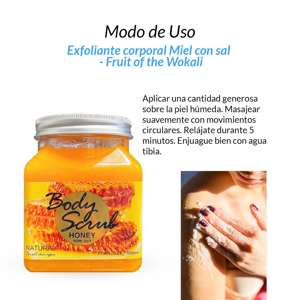 GENERICO - 2 Exfoliante corporal Miel con sal 500ml - Fruit of the Wokali