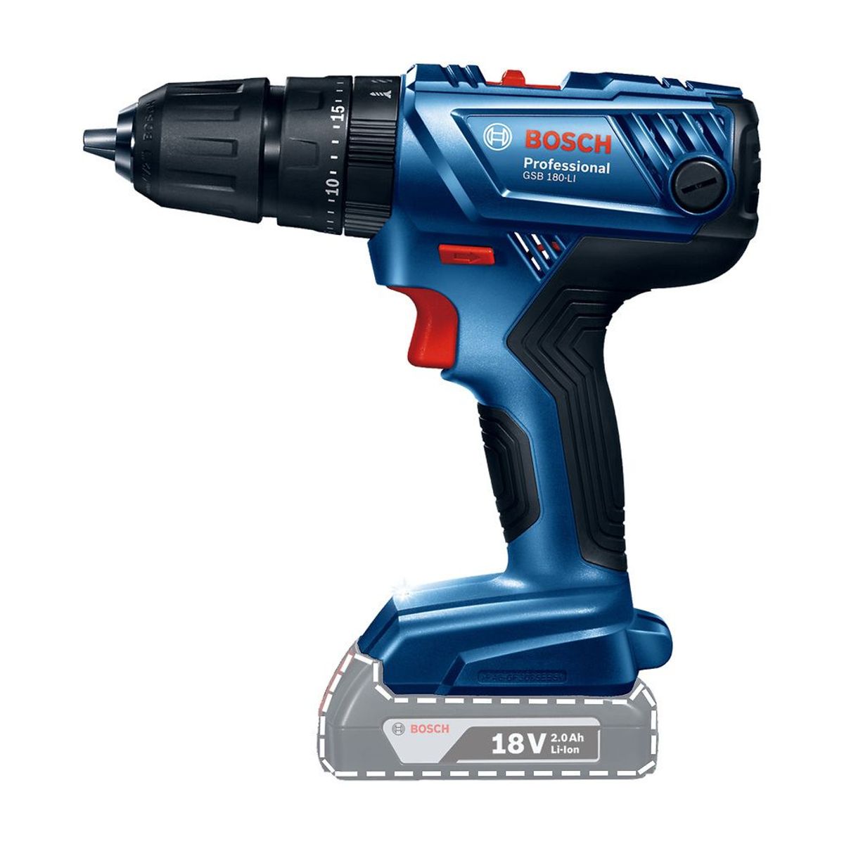 BOSCH - Taladro Percutor 1/2" 18V 54Nm Baretool GSB 180-LI