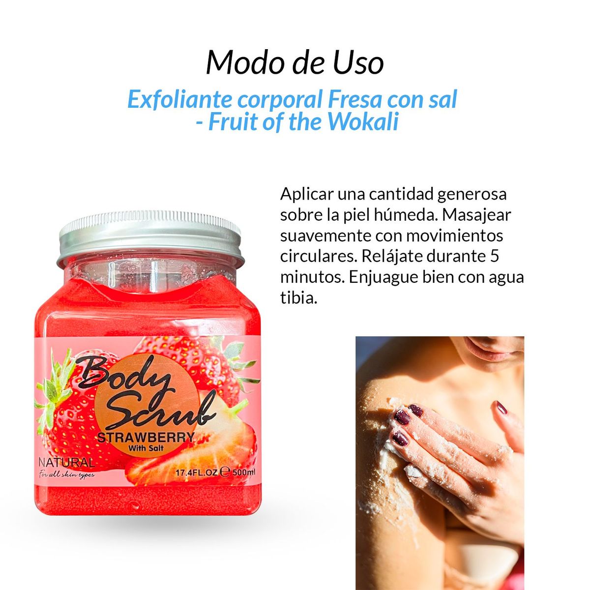 GENERICO - 2 Exfoliante corporal Fresa con sal 500ml - Fruit of the Wokali