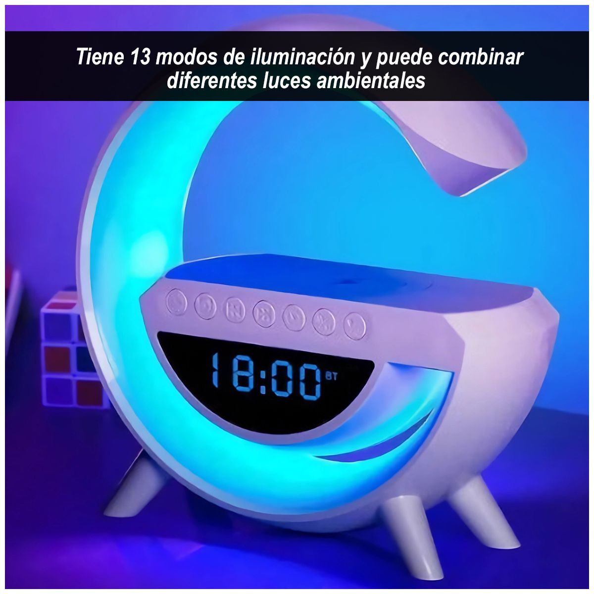 GENERICO - Parlante G 3 en 1 con Cargador Inalámbrico RGB Blanco