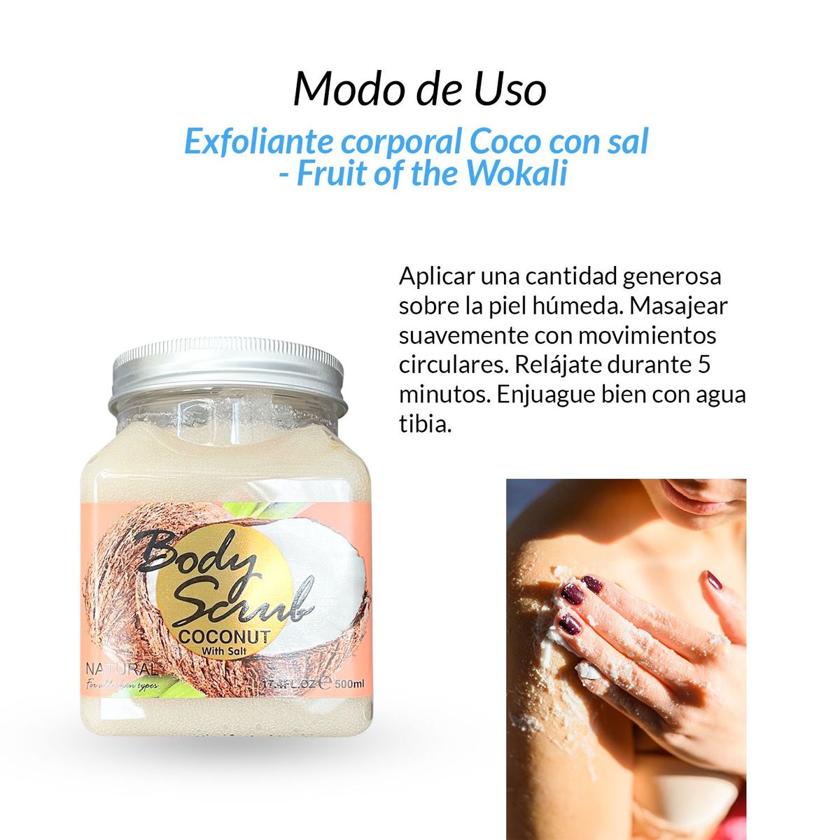 GENERICO - 2 Exfoliante corporal Coco con sal 500ml - Fruit of the Wokali