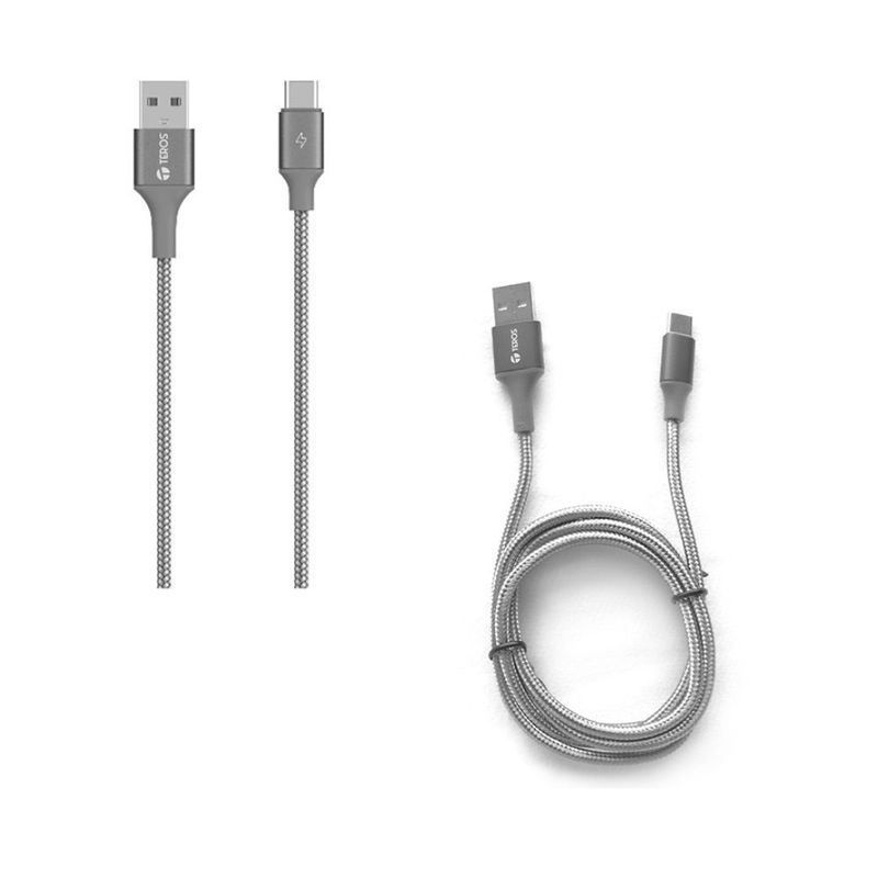 TEROS - Cable USB Teros TE-70211W Tipo A - Tipo C 3A 60W Max GRIS