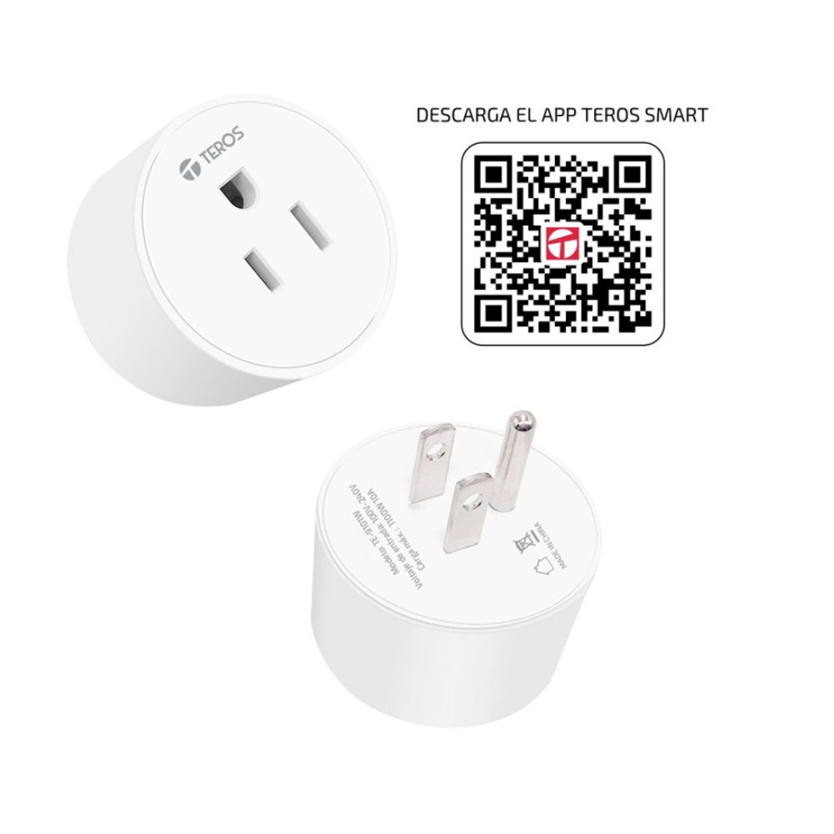 TEROS - Tomacorriente Teros TE-9101W Smart Alexa-Google 10A WIFI 1 toma Blanco