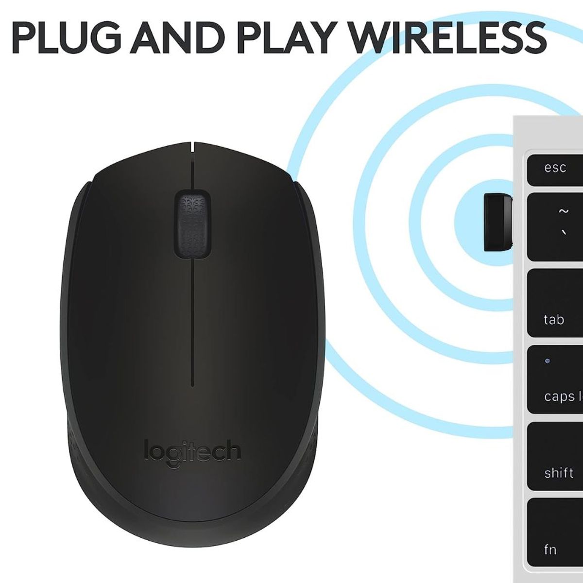 LOGITECH - MOUSE INALAMBRICO PARA PC Y LAPTOP LOGITECH M170 NEGRO USB 910-004940