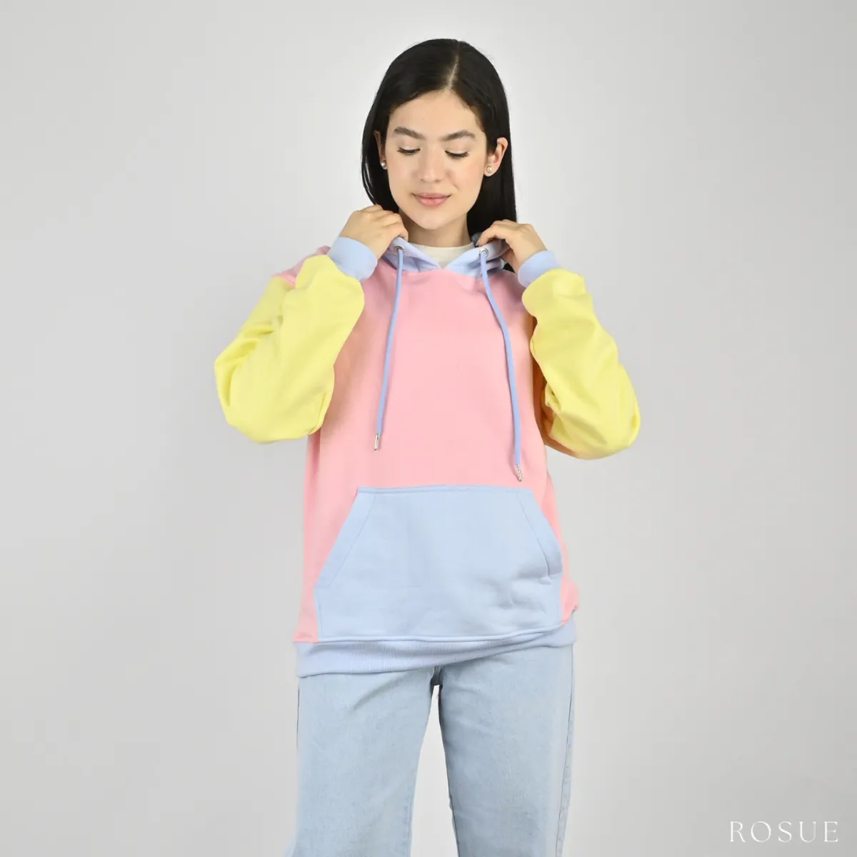 ROSUE - Polera tricolor aesthetic para dama Standard Oversize