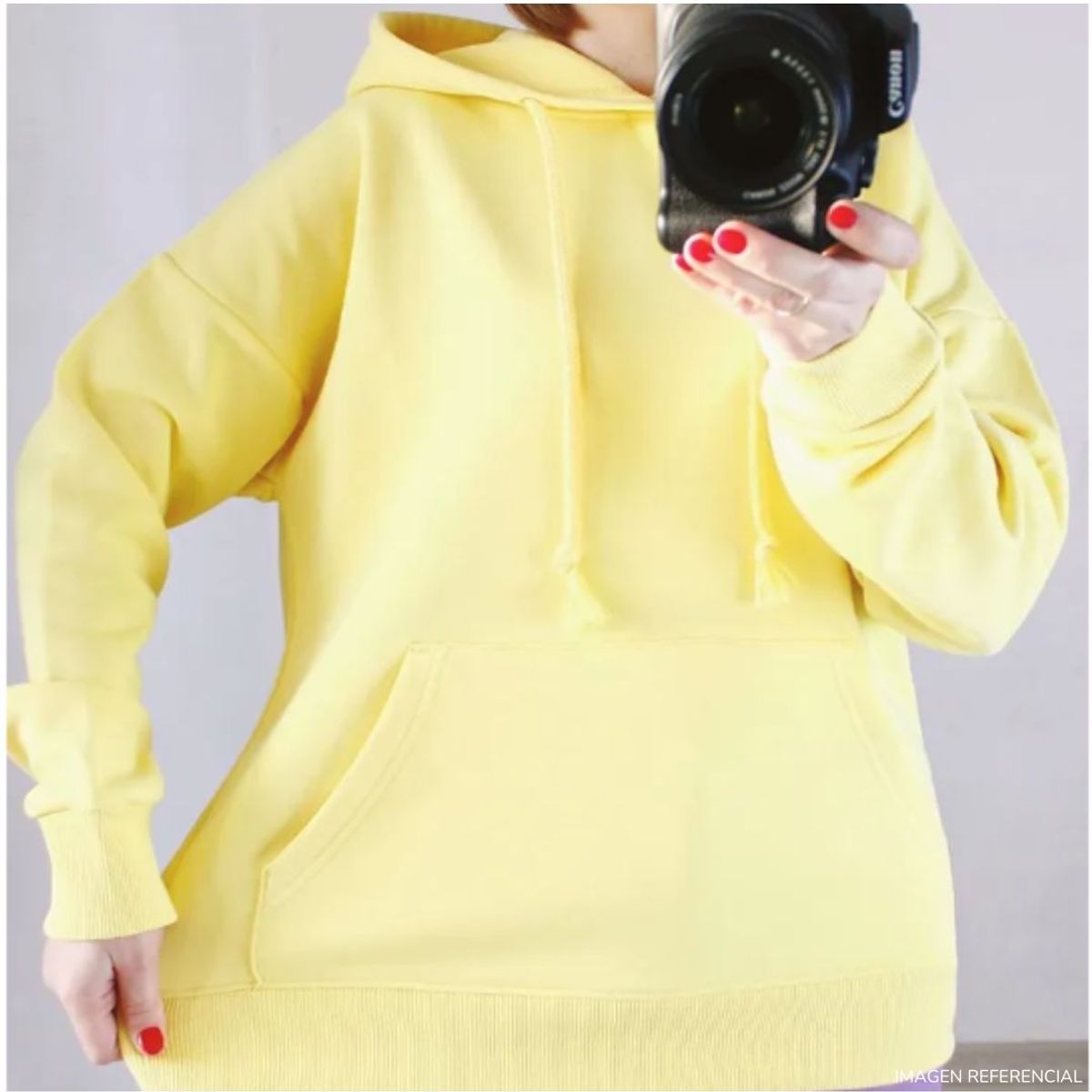 ROSUE - Polera amarilla patito para mujer con capucha oversize Hoodie