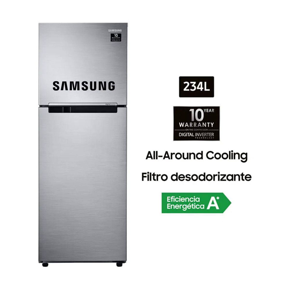 SAMSUNG - Refrigeradora Samsung 234 LT. RT22FARADS8 Twin Cooling - Plateado