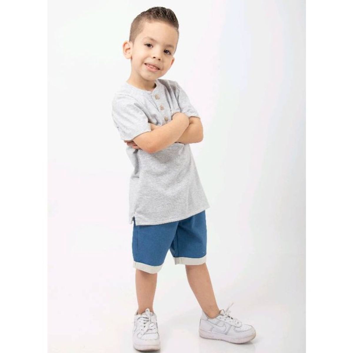 GENERICO - Polo Niño Básico Mick Color Plomo Estacion 108