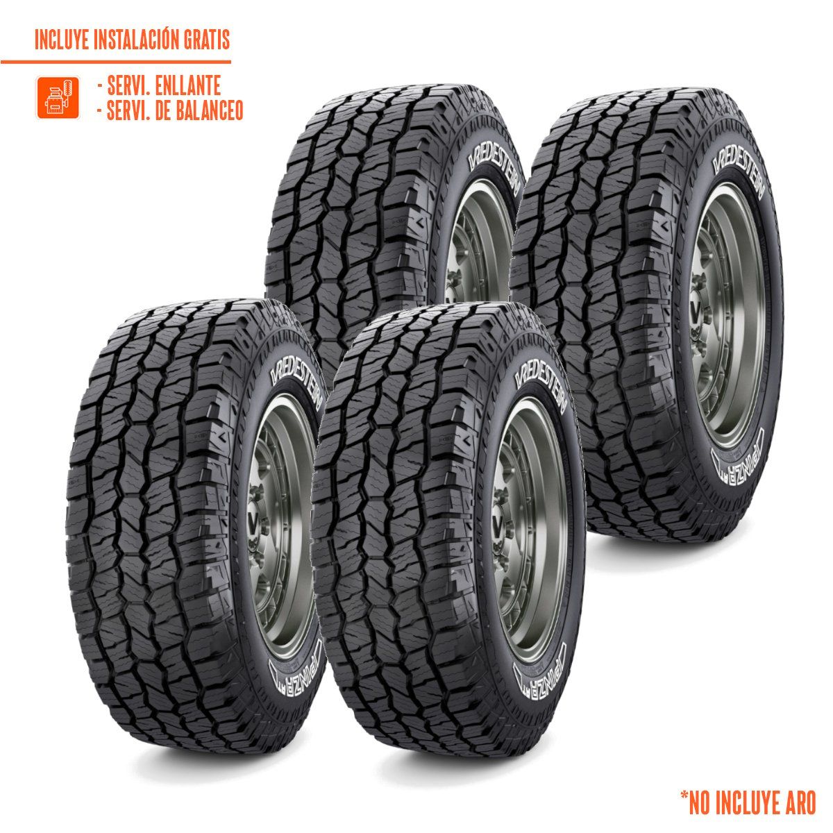 VREDESTEIN - Pack de 4 Llantas 245/75R16 VREDESTEIN PINZA AT 115T BL XL TL