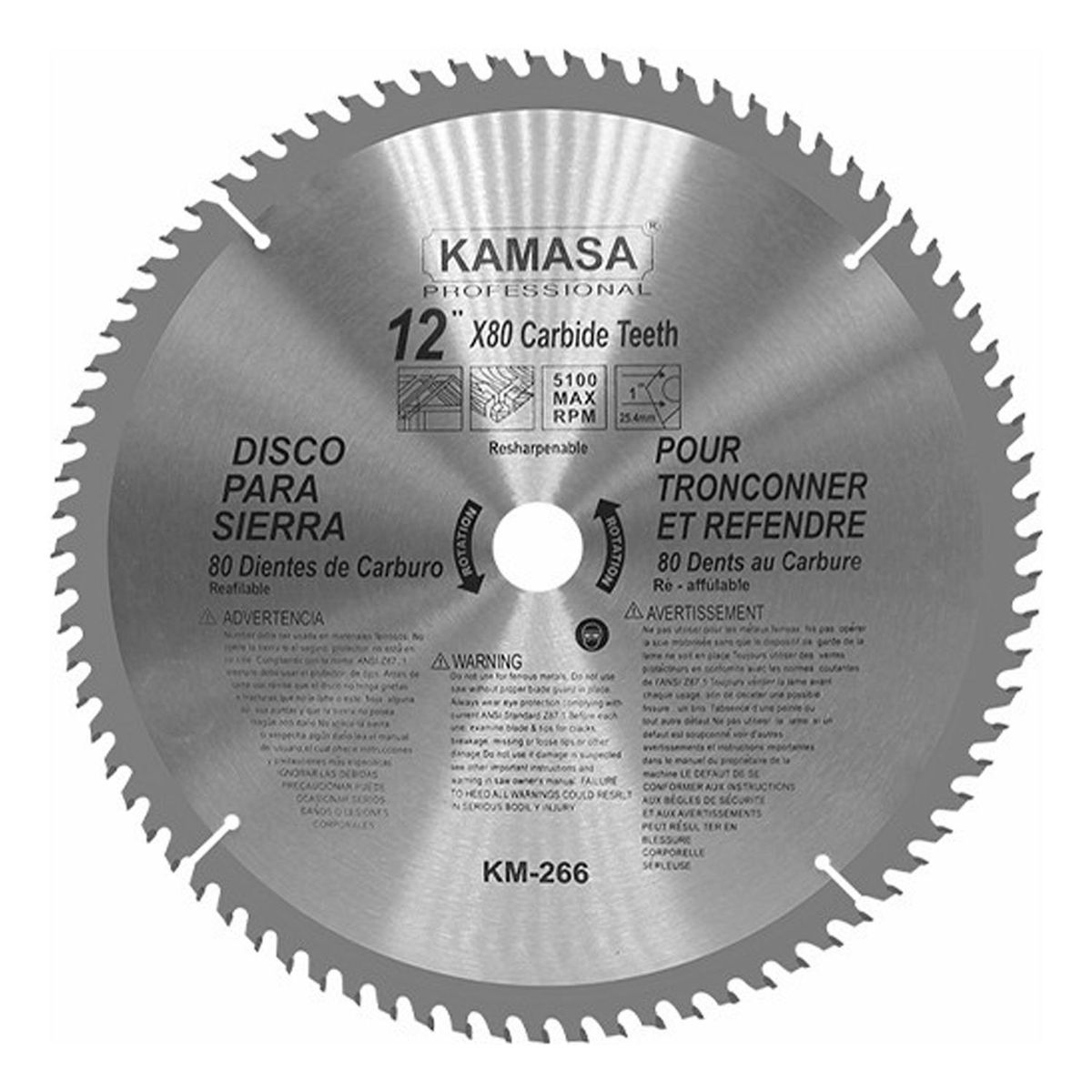 KAMASA - Disco Sierra para Madera 12" 80 Dientes Kamasa KM266