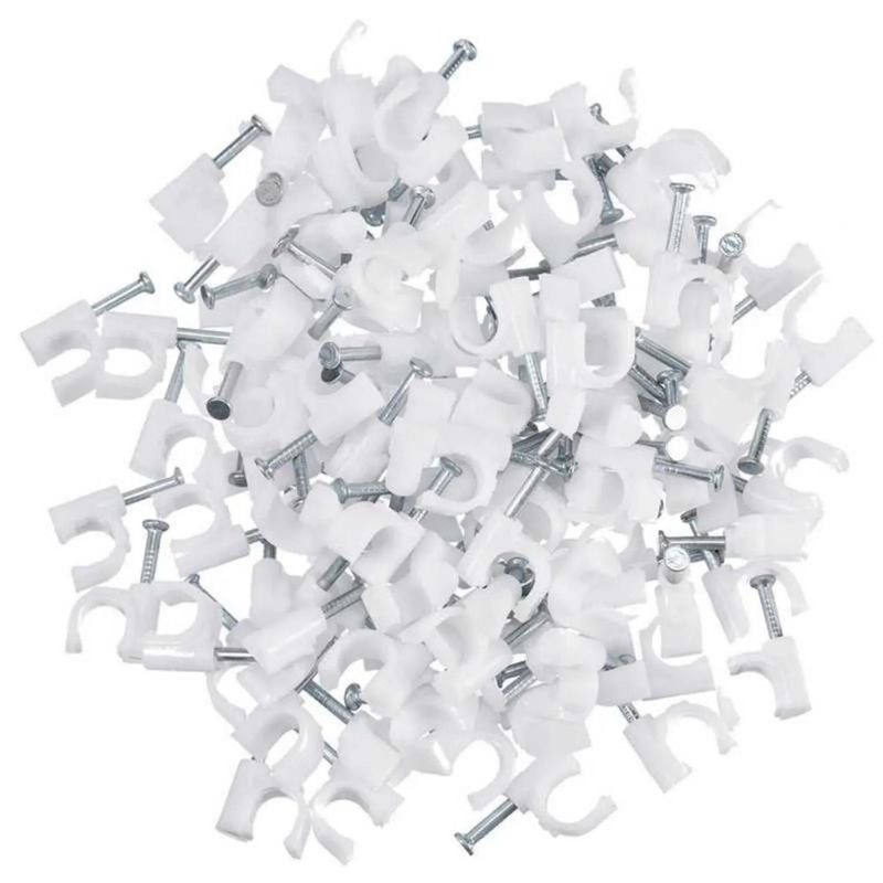 GENERICO - Grapas Redondas X100 Piezas para Cable 7mm Clavo para Pared