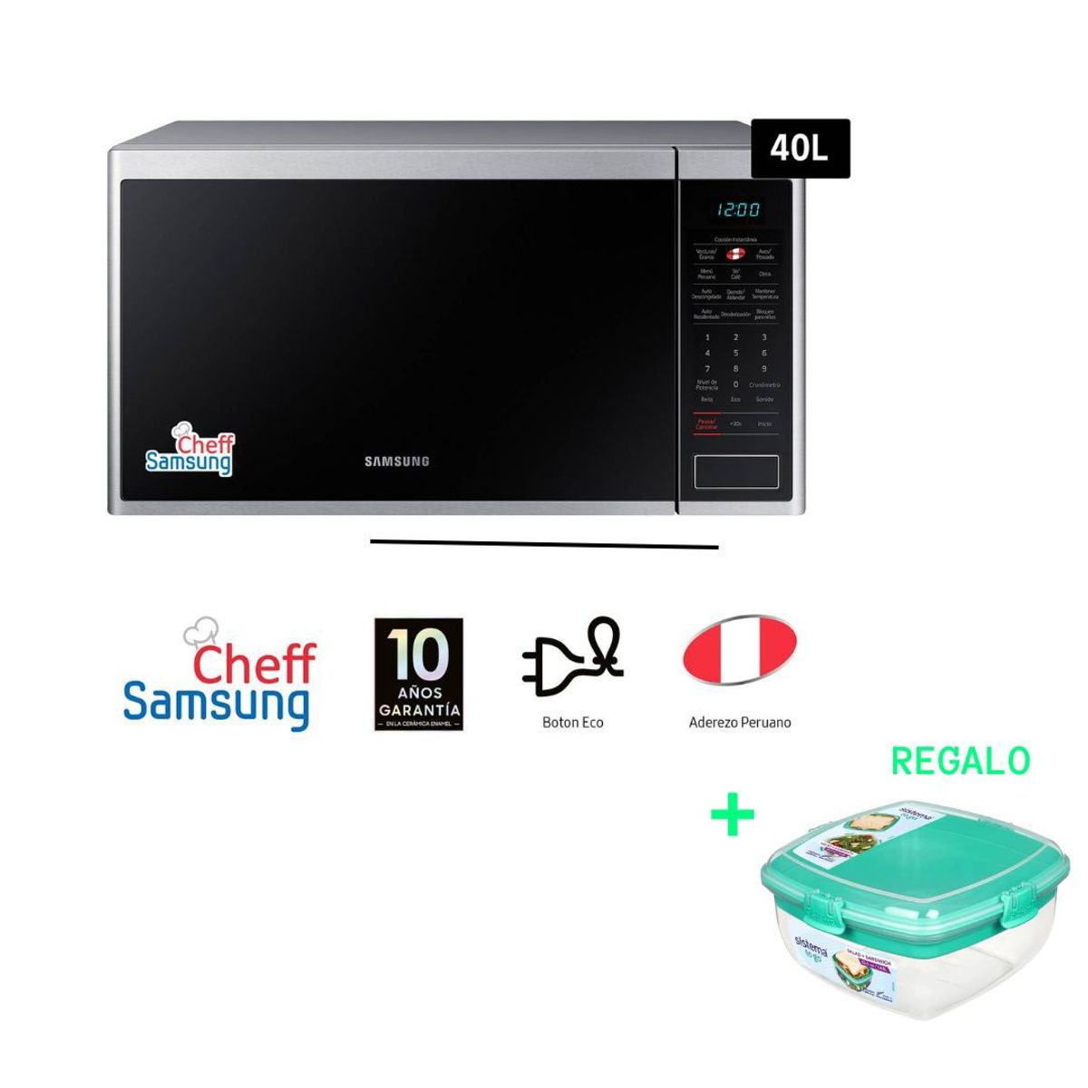 SAMSUNG - Microondas Samsung 40 Litros + KIT Taper Marca Sistema de Regalo.