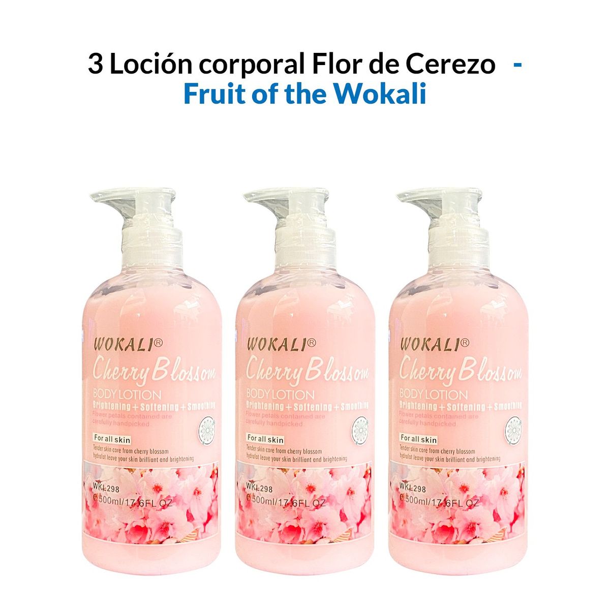 GENERICO - 3 Loción corporal Flor de Cerezo 500ml - Wokali