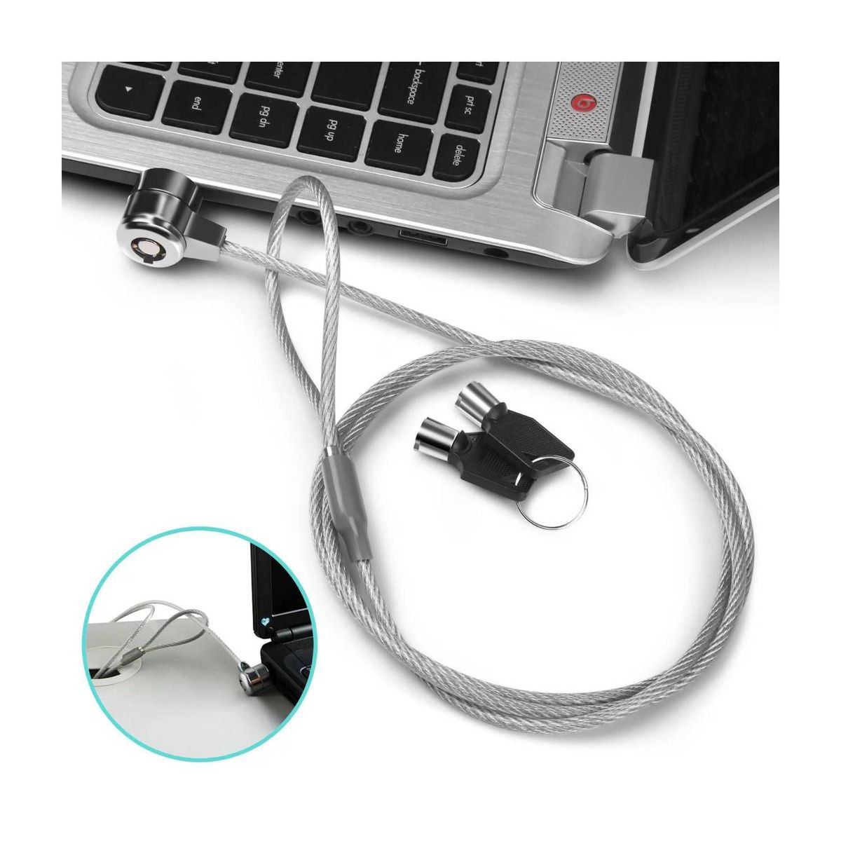 OEM - Cadena Cable de Acero con Clave Antirrobo para Laptop de Acero 110cm