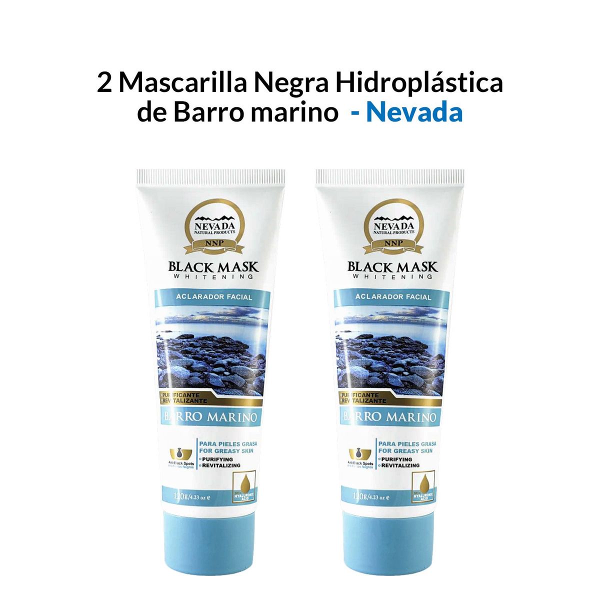 NEVADA NATURAL PRODUCTS - 2 Mascarilla Negra Hidroplástica de Barro marino 120gr