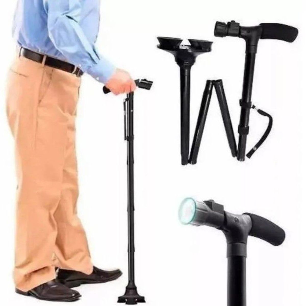 GENERICO - Bastón plegable ortopédico con luz led