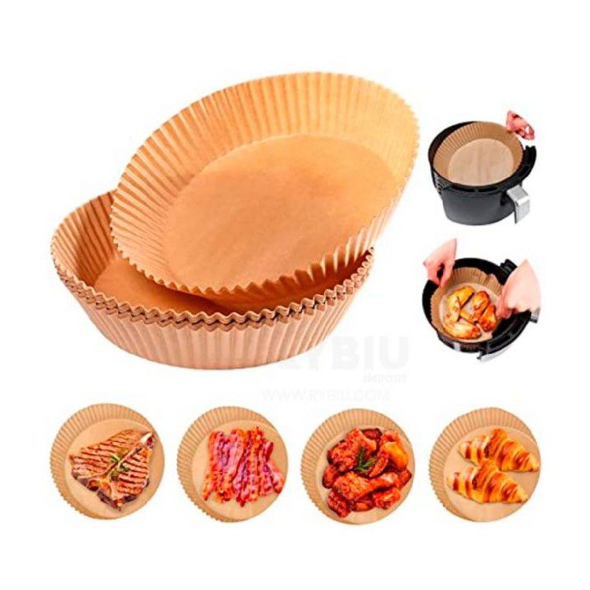 GENERICO - Papel freidora hornear desechable antiadherente 100 unidades