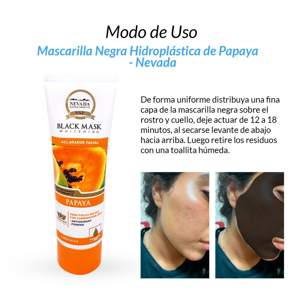NEVADA NATURAL PRODUCTS - 2 Mascarilla Negra Hidroplastica de Papaya 120gr