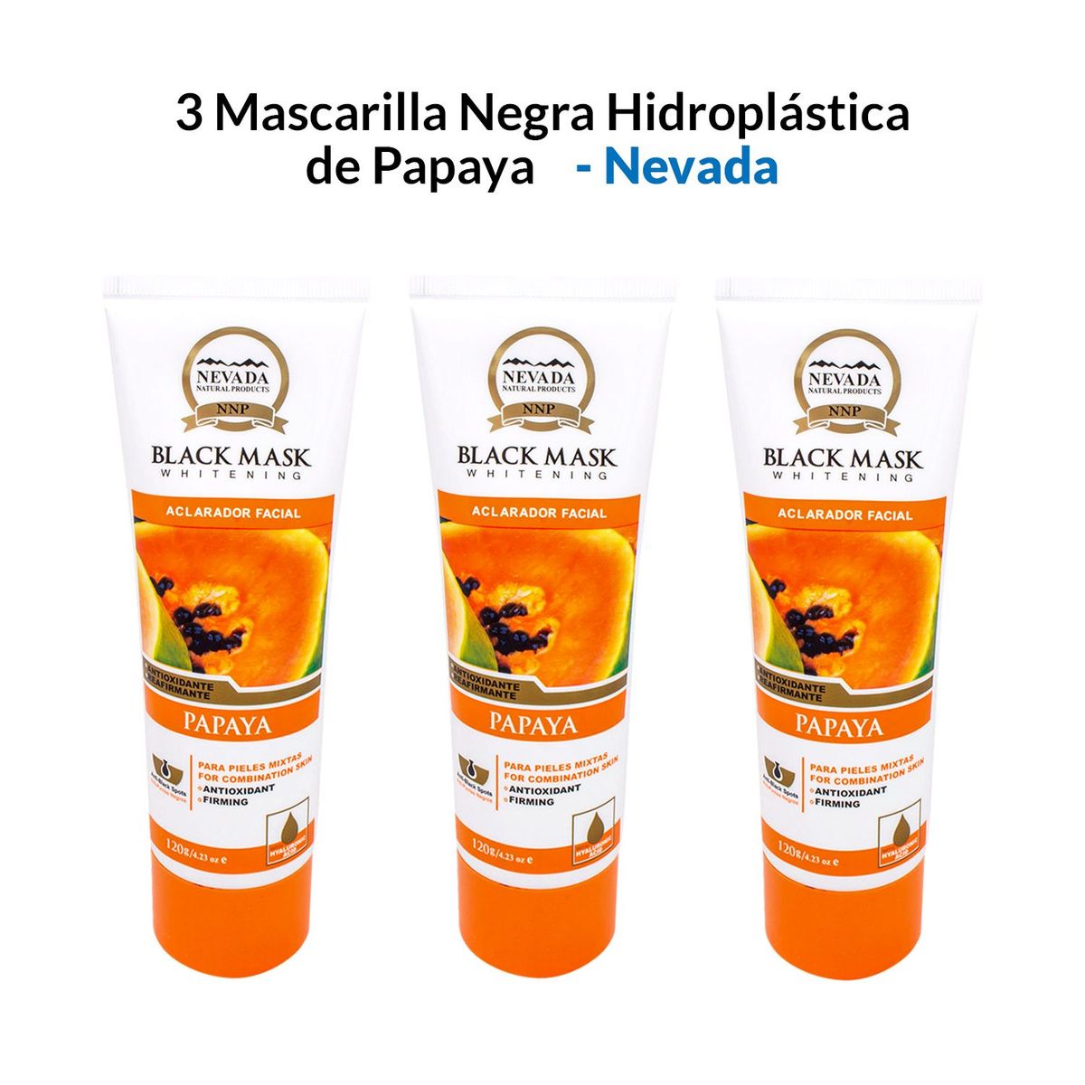 NEVADA NATURAL PRODUCTS - 3 Mascarilla Negra Hidroplastica de Papaya 120gr