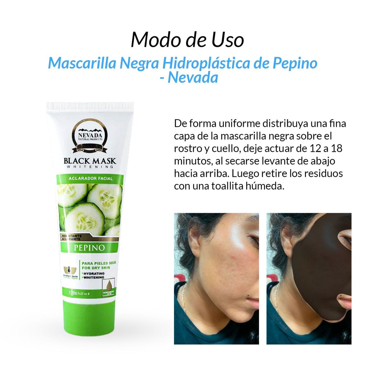 NEVADA NATURAL PRODUCTS - Mascarilla Negra Hodroplástica de Pepino 120gr