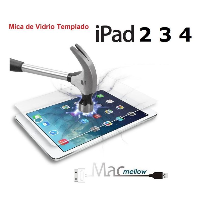 GENERICO - Protector de Pantalla Vidrio 9h iPad 2da 3era 4ta A1395 A1416 A1458