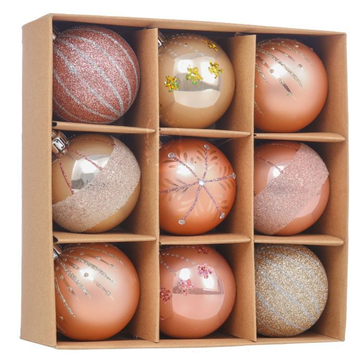 GENERICO - BOLAS NAVIDEÑAS X 9 UNIDADES ROSA Y DORADO