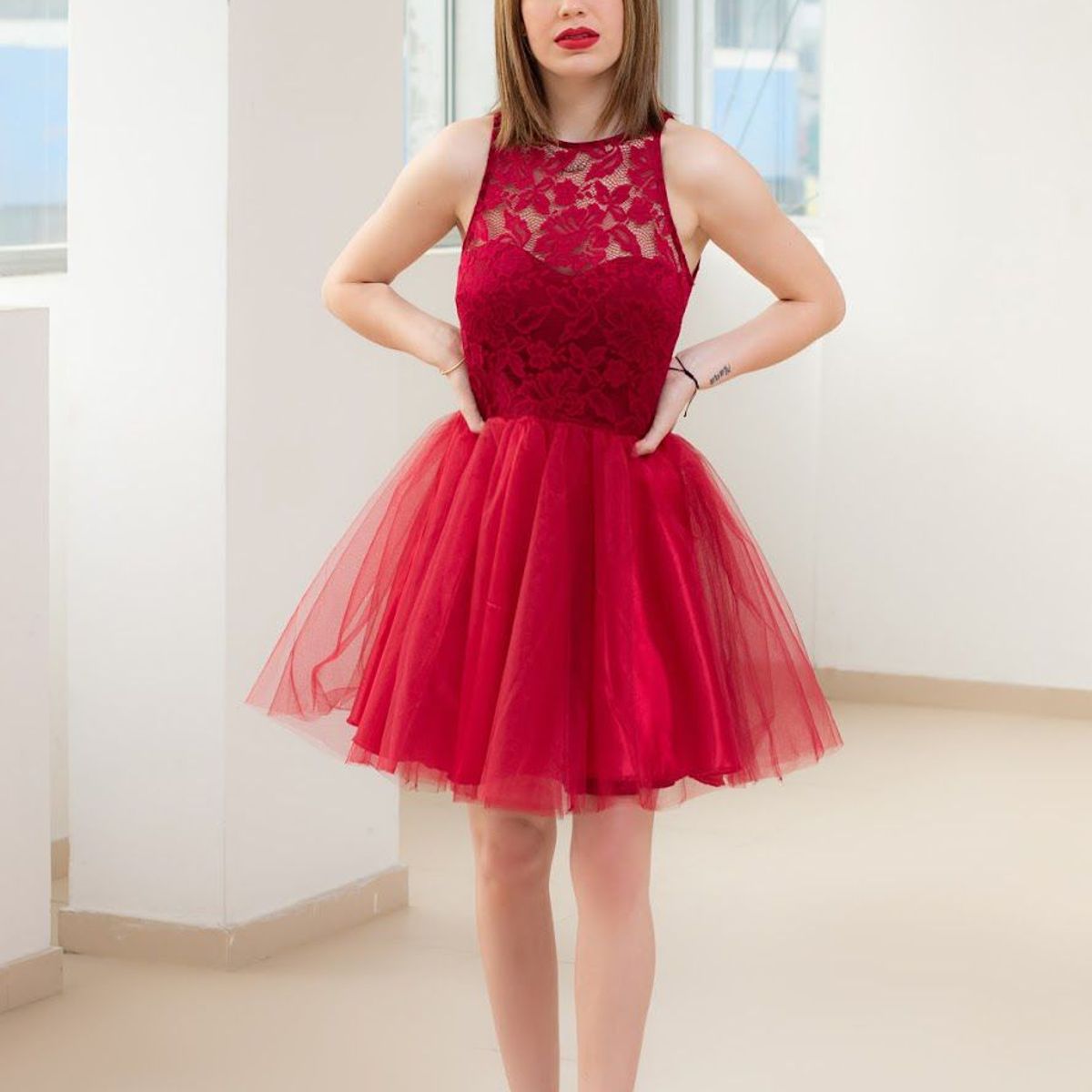 GENERICO - Vestido Encaje Julissa Color Azulino Estacion 108