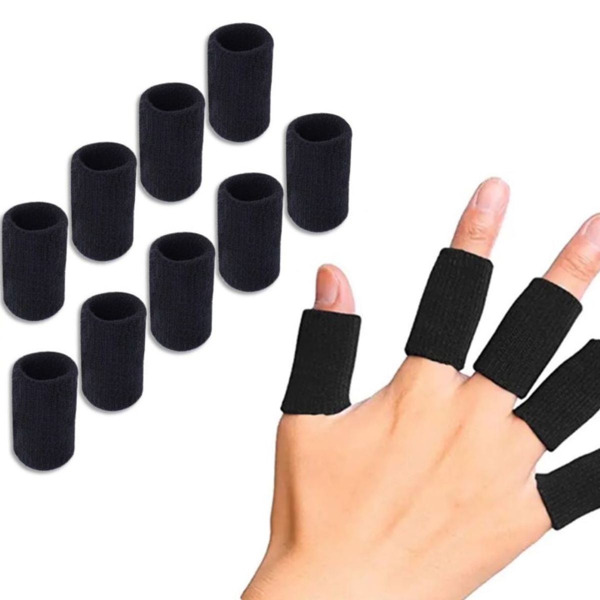 GENERICO - Protector Banda para Dedos Nudillos Pack de 10ud color Negro