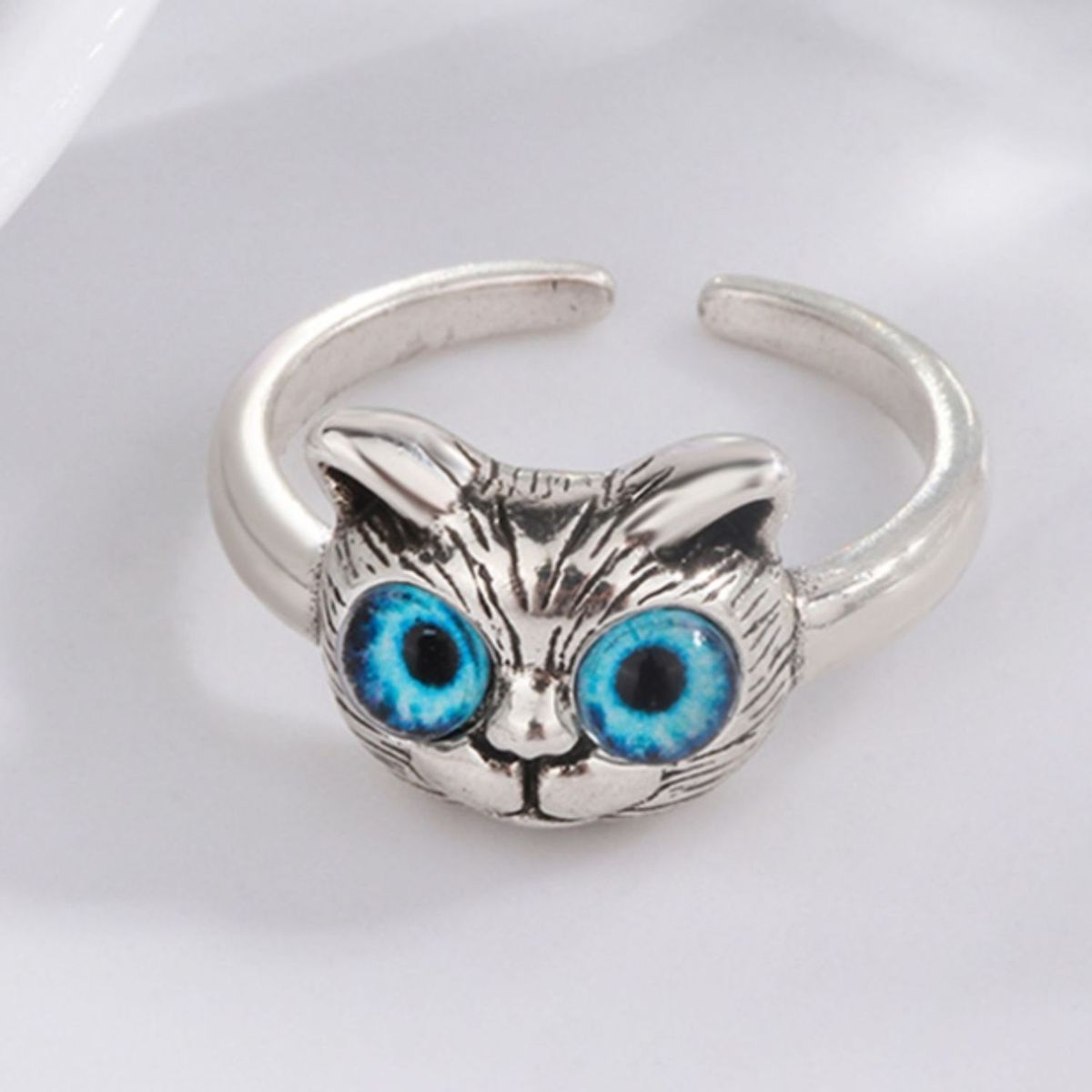 GENERICO - Anillo Ajustable de Gato Bohemio ojos azules para mujer