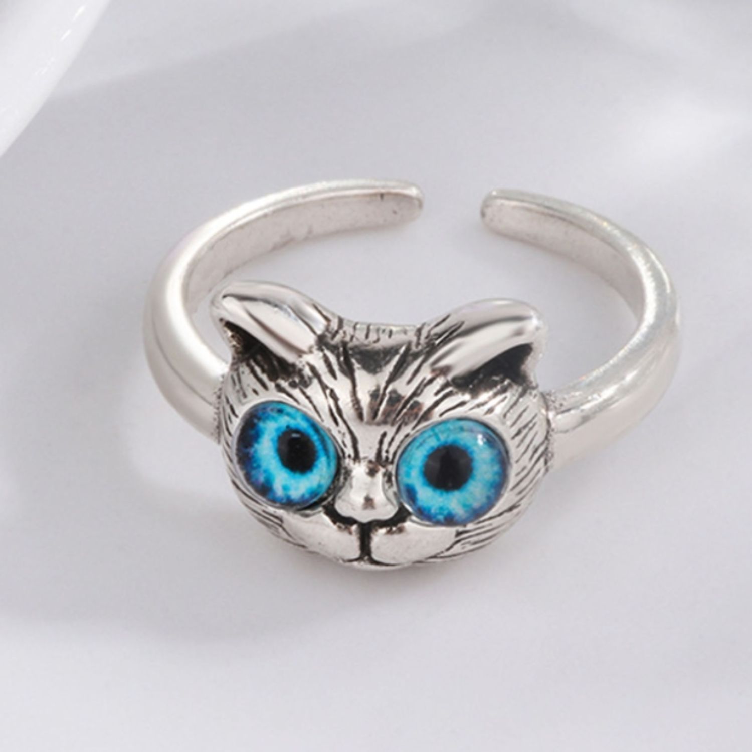 Anillo Ajustable de Gato Bohemio ojos azules para mujer GENERICO