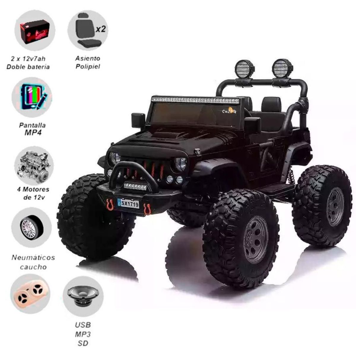 JEEP - Carro a Batería para Niños 4 x 4 «WRANGLER» Black