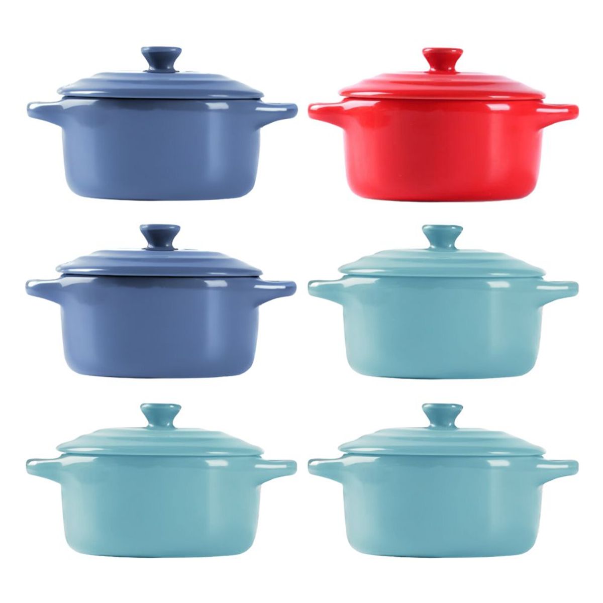 INSPIRA - Set de 6 Mini Cacerola Redonda Cerámica con Tapa