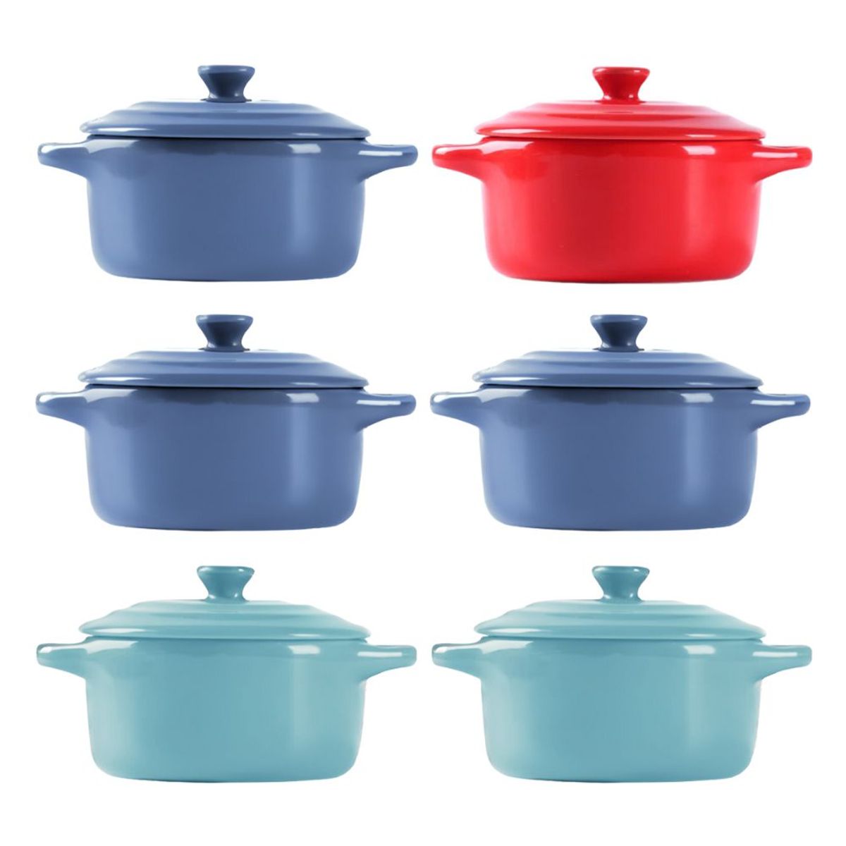 INSPIRA - Set de 6 Mini Cacerola Redonda Cerámica con Tapa