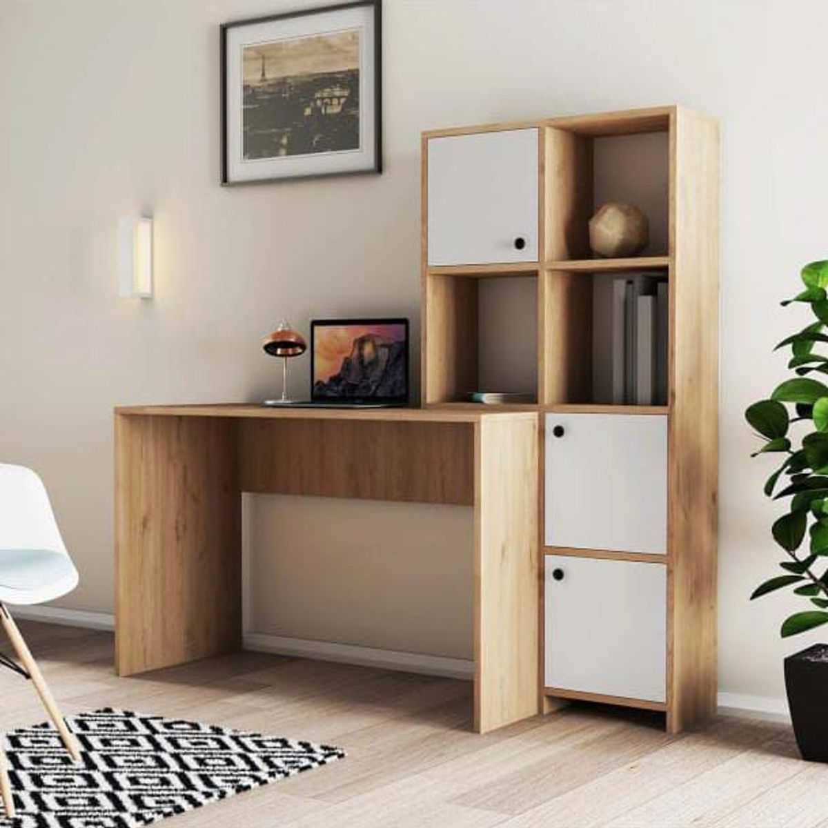 NACION MUEBLES - Escritorio con Estante 3 puertas Halo