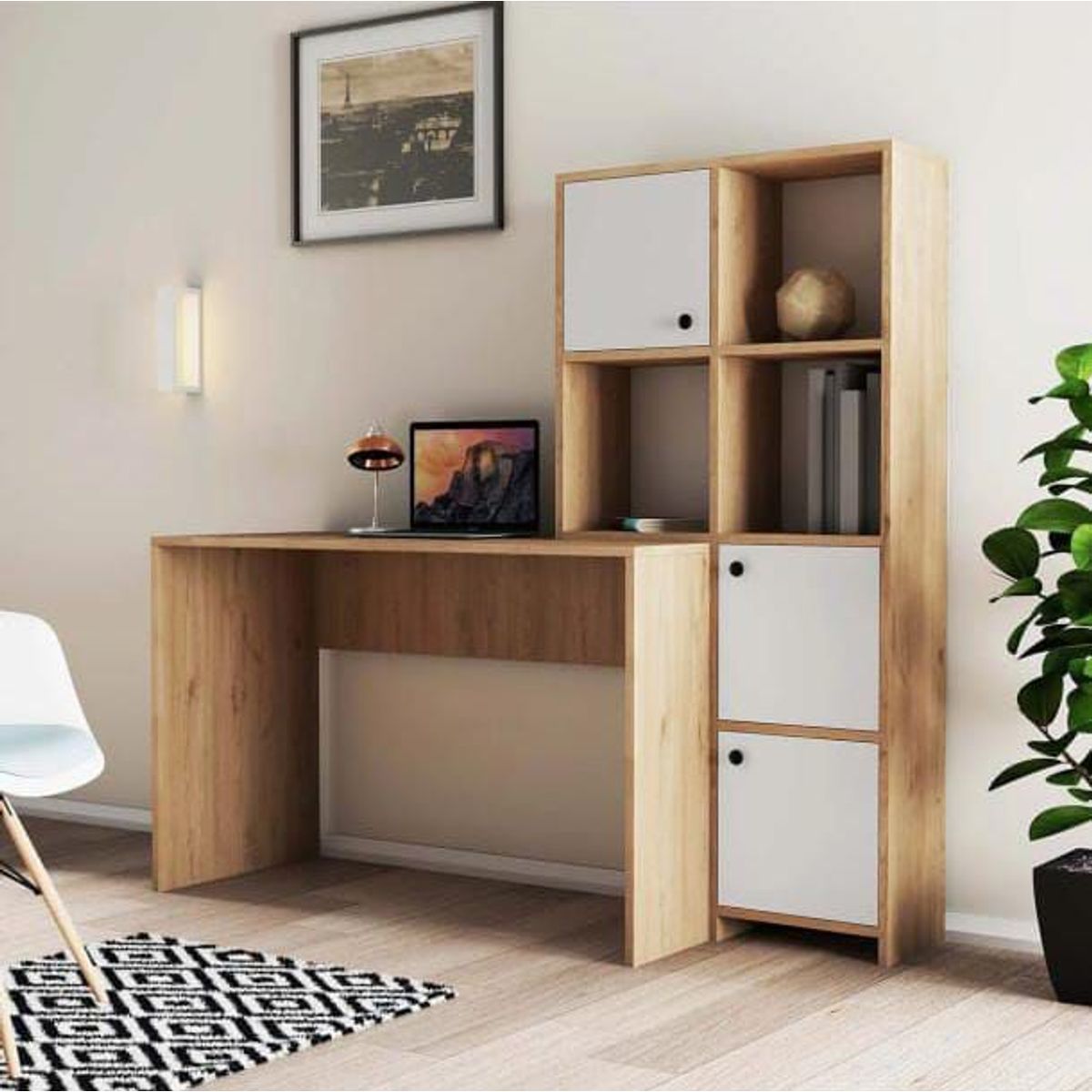 NACION MUEBLES - Escritorio con Estante 3 puertas Halo