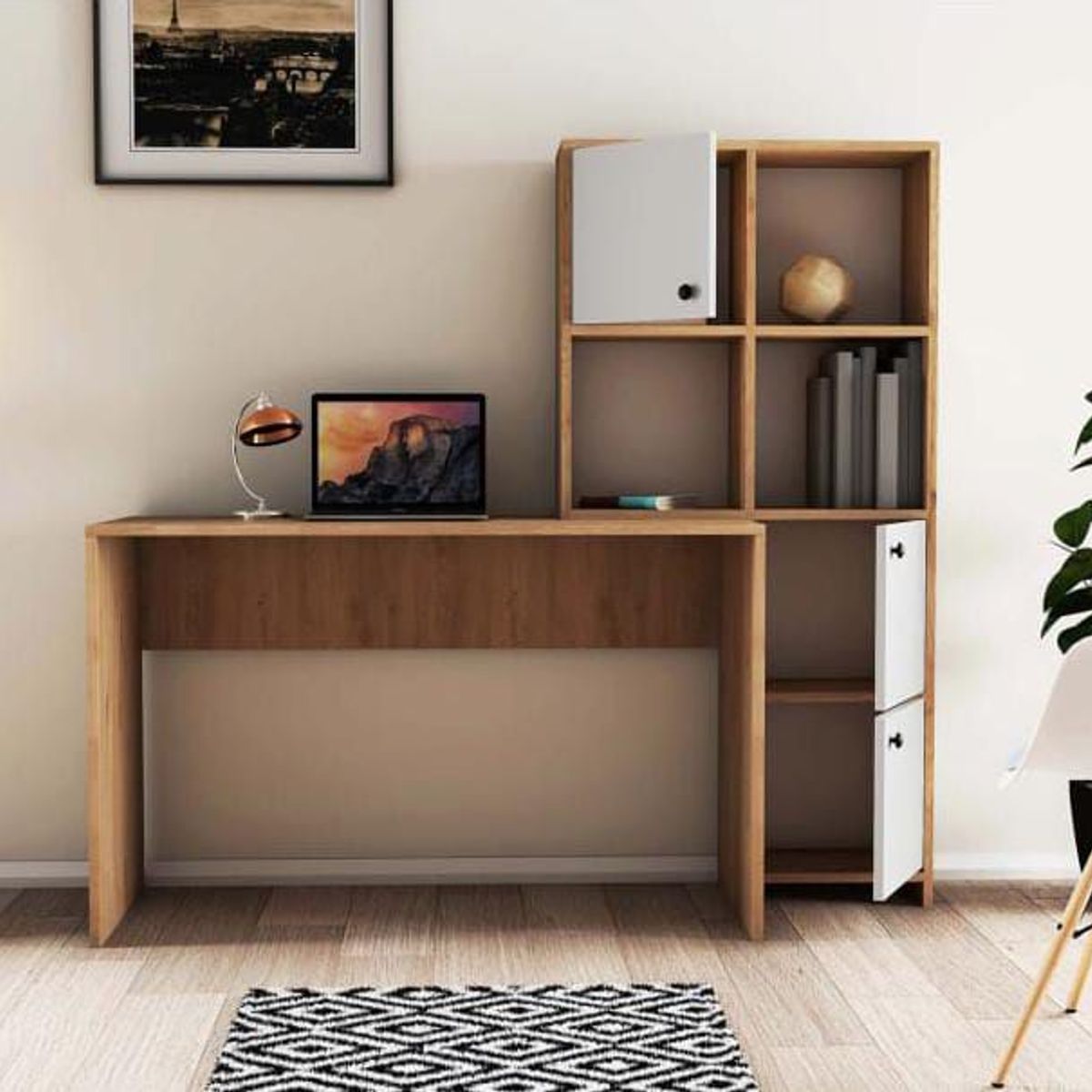 NACION MUEBLES - Escritorio con Estante 3 puertas Halo