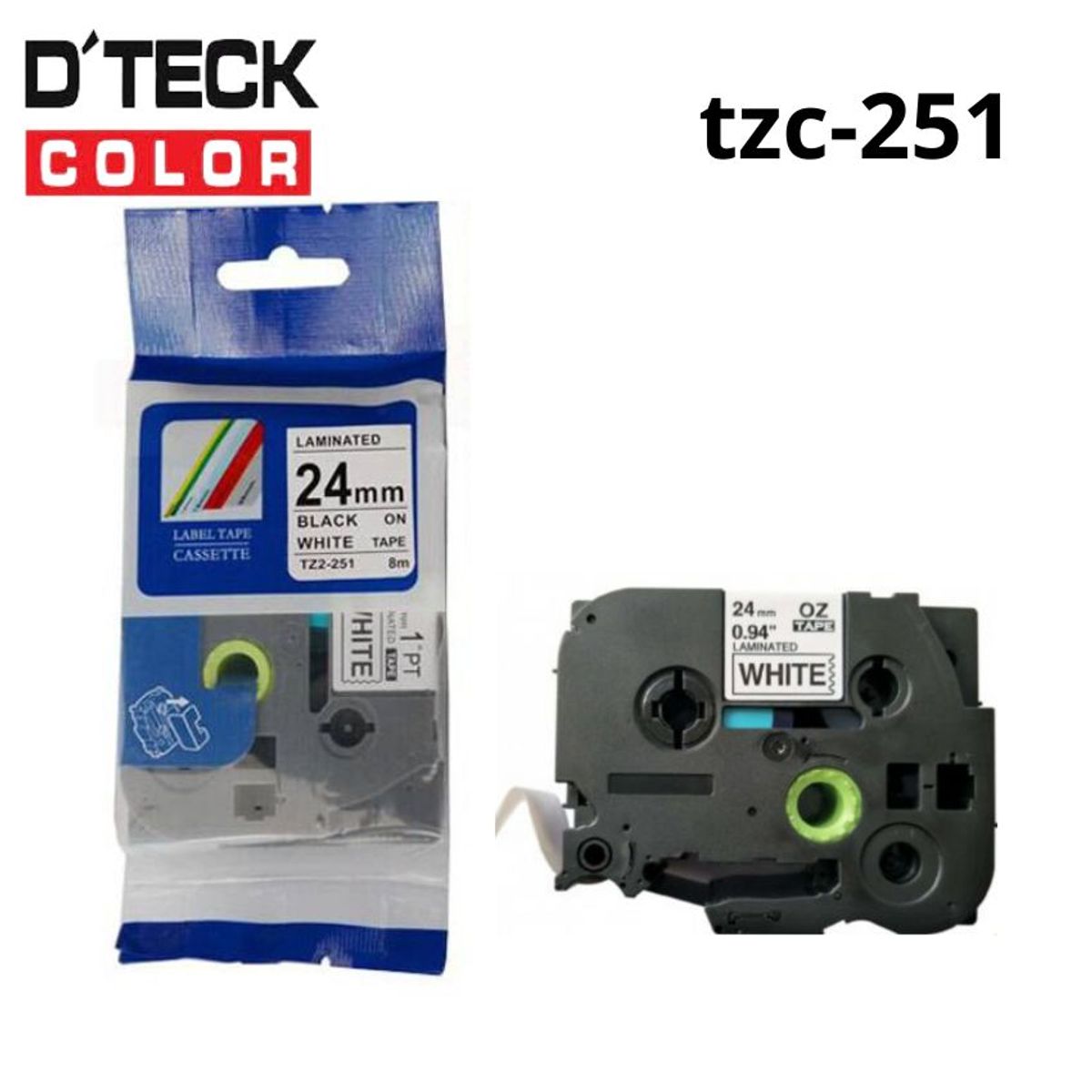 GENERICO - Cinta compatible TZc-251 24 mm De Ancho - Fondo Blanco