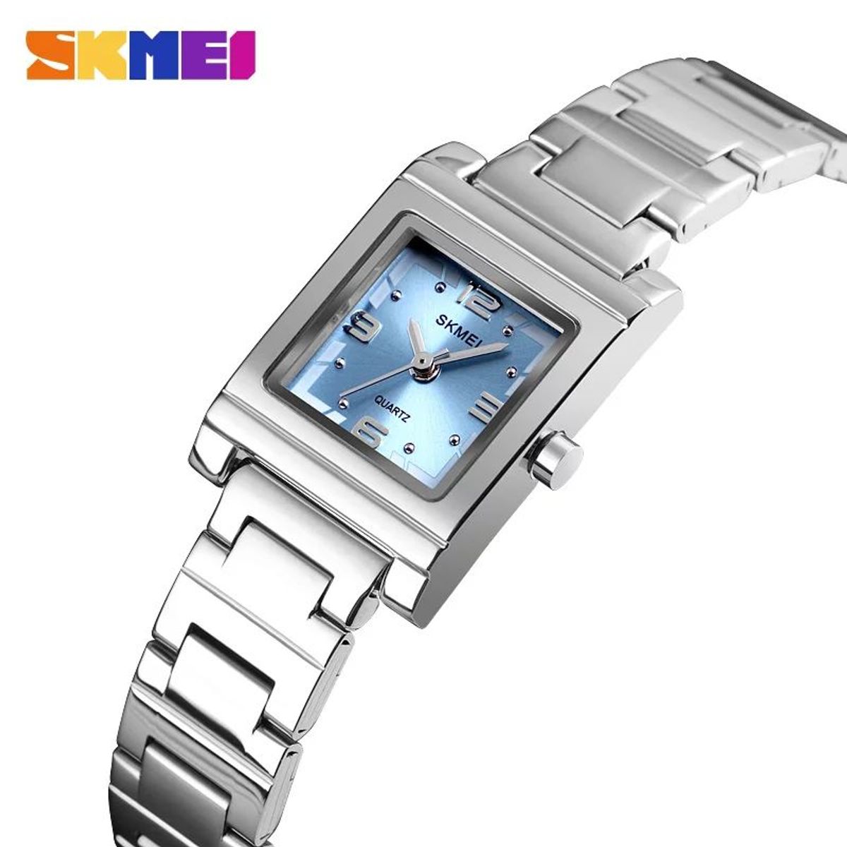 SKMEI - RELOJ SKMEI 1388 PLATEADO AZUL CORREA ACERO PARA MUJER