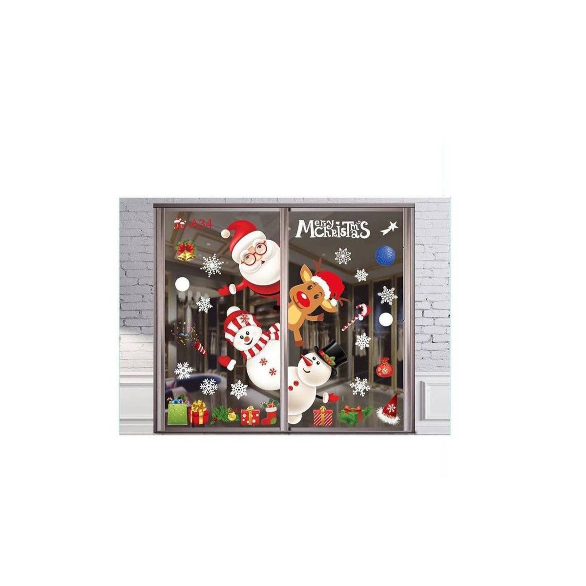 GENERICO - Set de 2 pegatina para navidad pegatinas navideñas stickers adhesivos