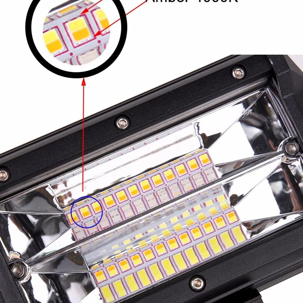 KOBO - Neblinero Led 252W 45cm Dual Blanco Ambar Y Estrobo Premiun