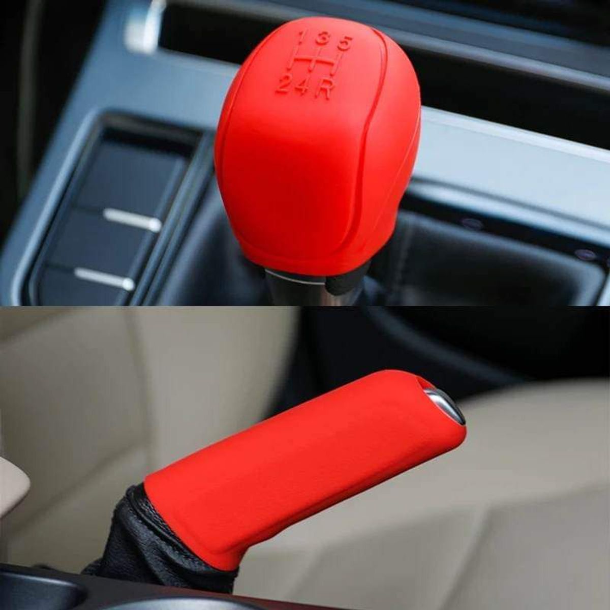 GENERICO - Funda para 5 cambios y freno de mano color rojo