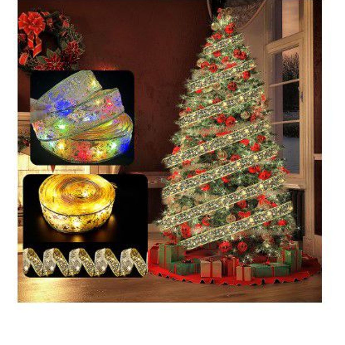 GENERICO - cinta decorativa con luces para el arbol navidad