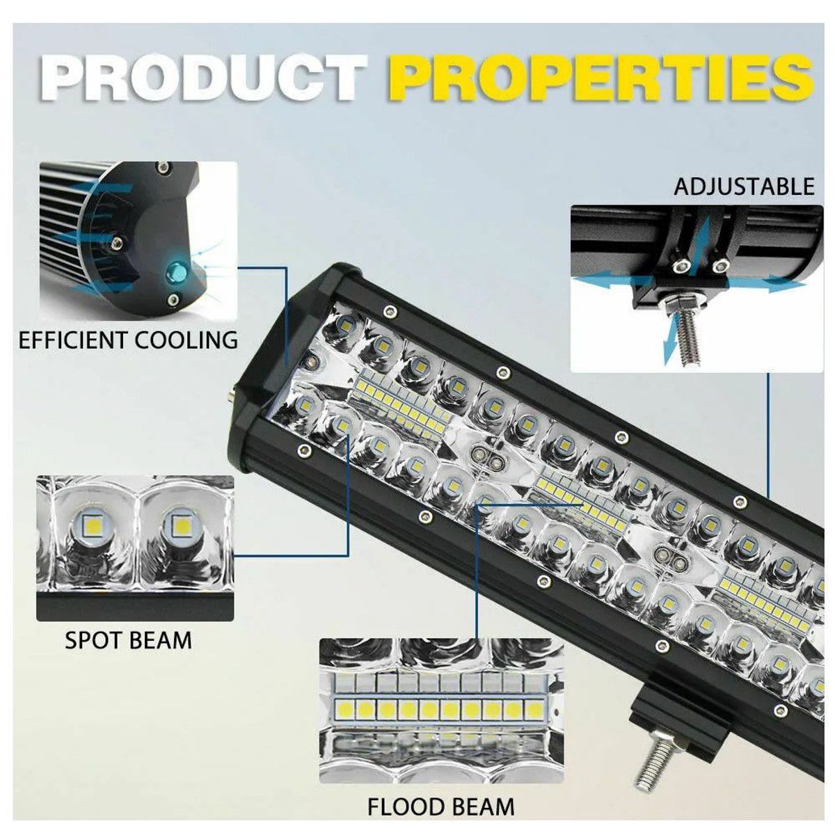 KOBO - Neblinero Led 324w 45cm Dual Blanco Ambar Y Estrobo 2en1