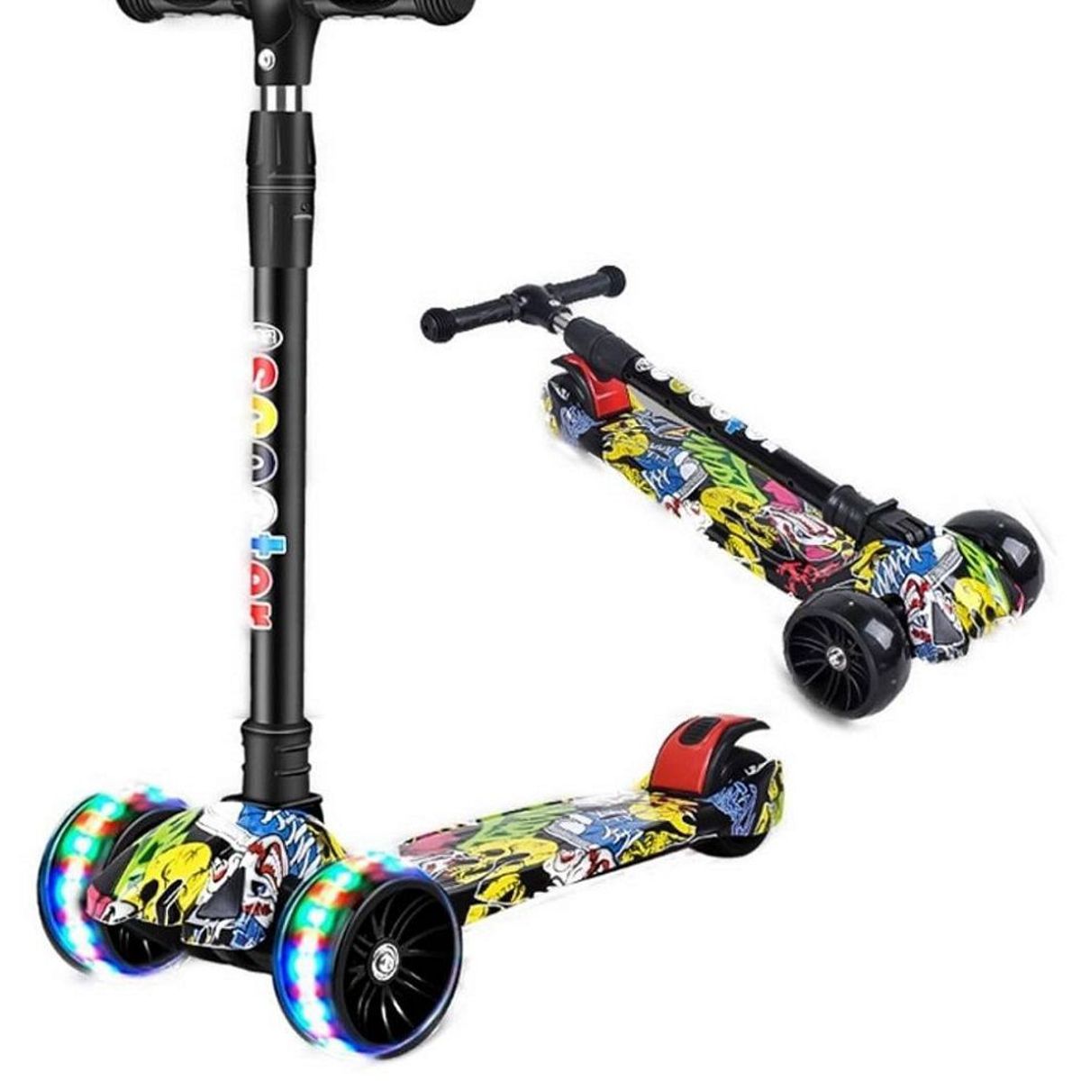 GENERICO - Scooter de 3 Ruedas con Grafiti para Niños Plegable