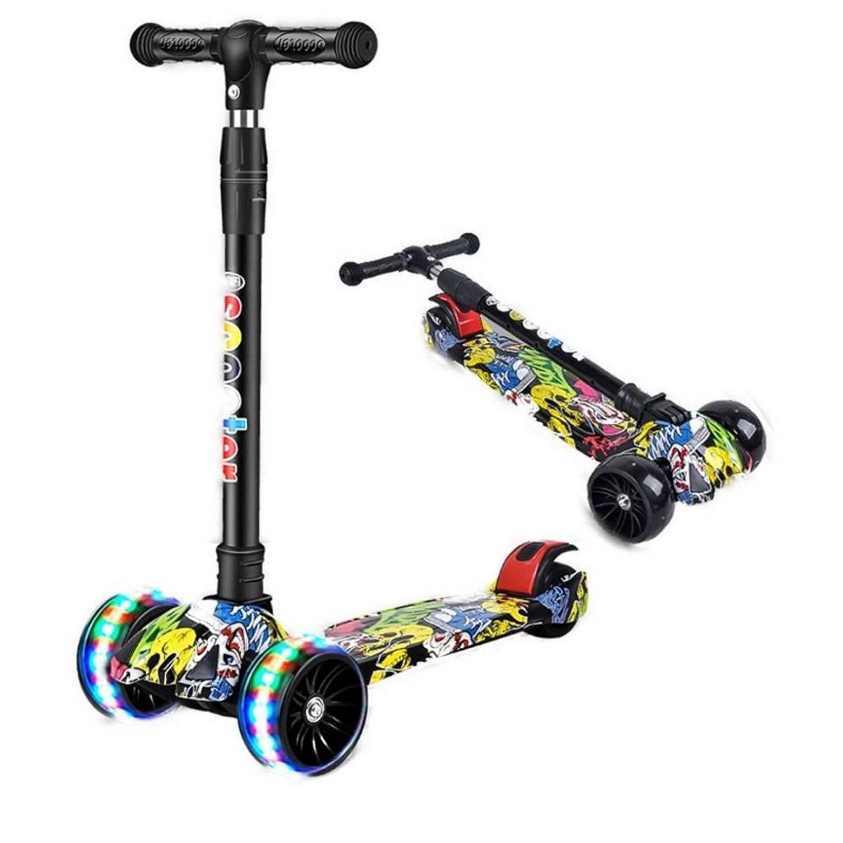 GENERICO - Scooter de 3 Ruedas con Grafiti para Niños Plegable