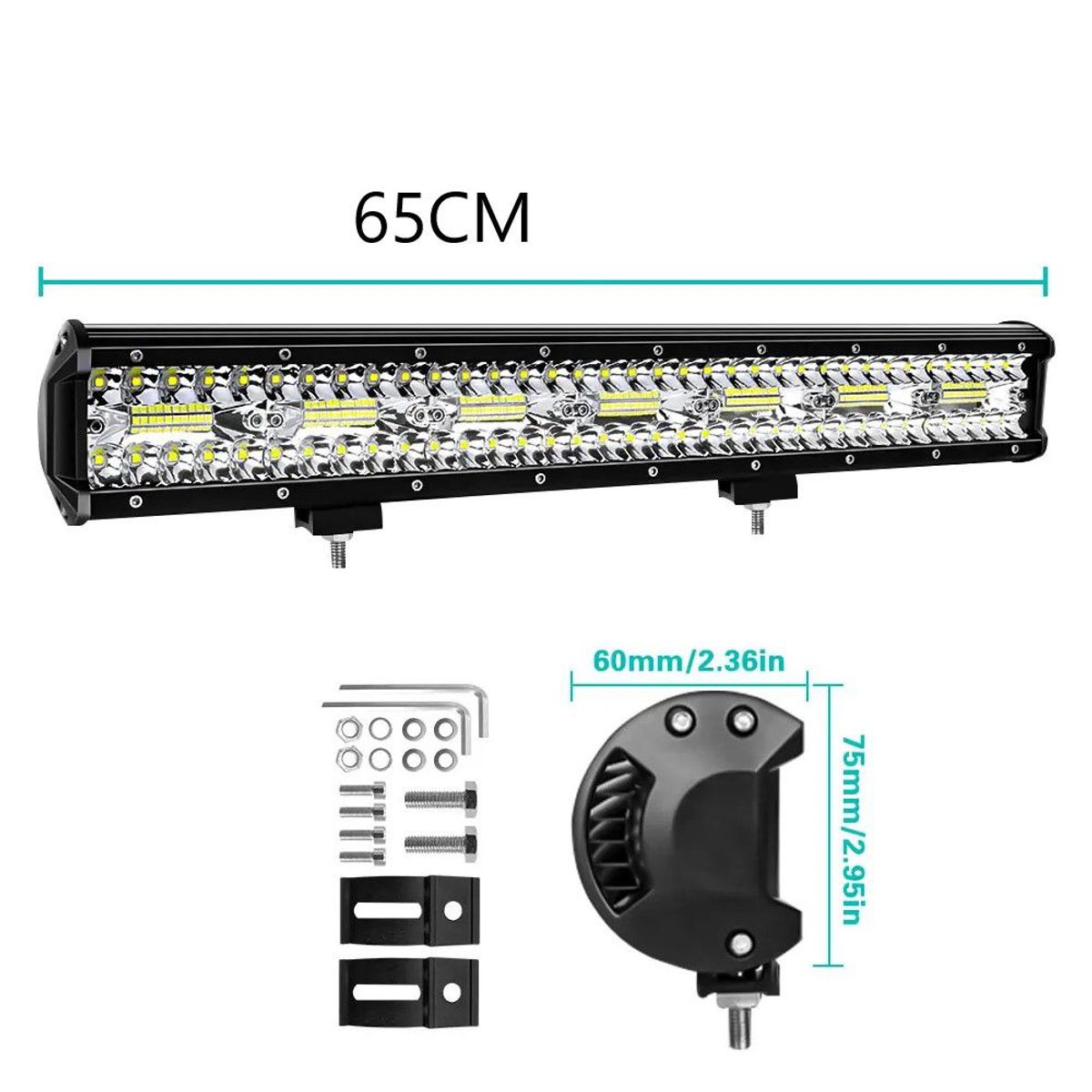 KOBO - Neblinero Led 486W 65cm Dual Blanco Ambar Y Estrobo 2en1