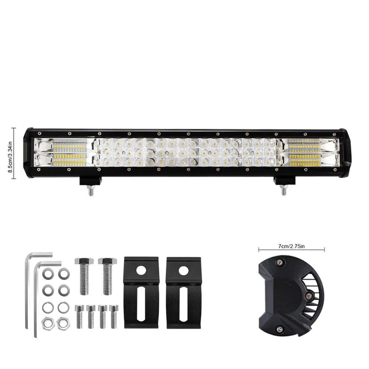 KOBO - Neblinero Led 360W 65cm Dual Blanco Ambar Y Estrobo 9D